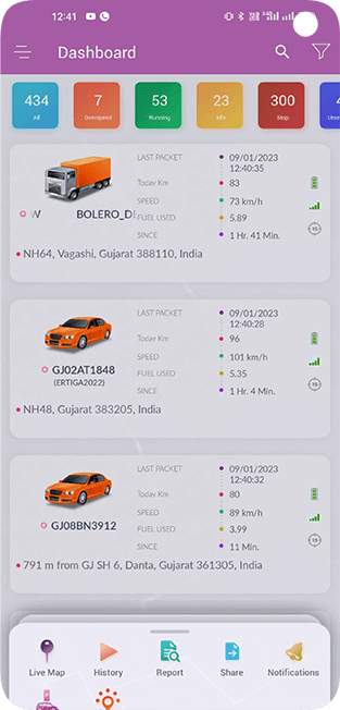 Tracking Vehicle Map