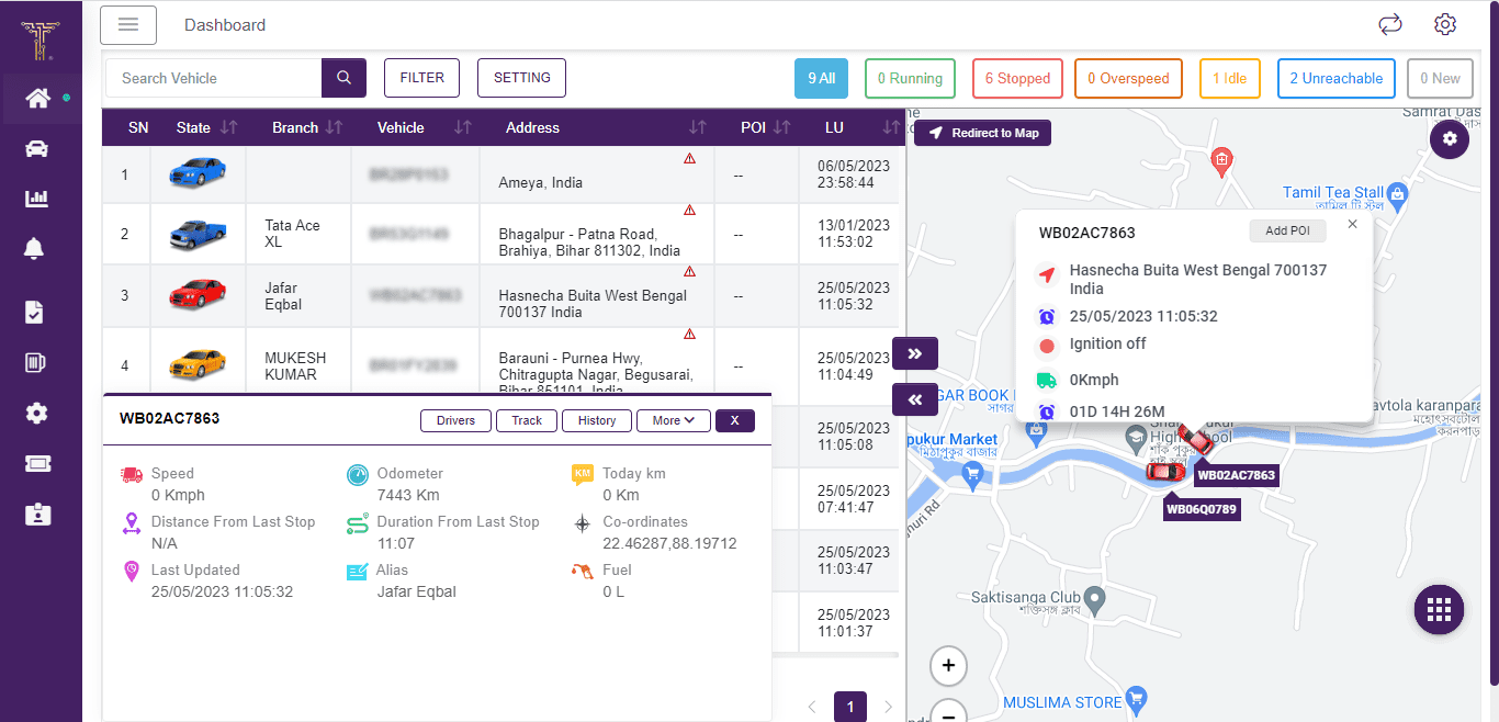 GPS Tracking Software - Dashboard