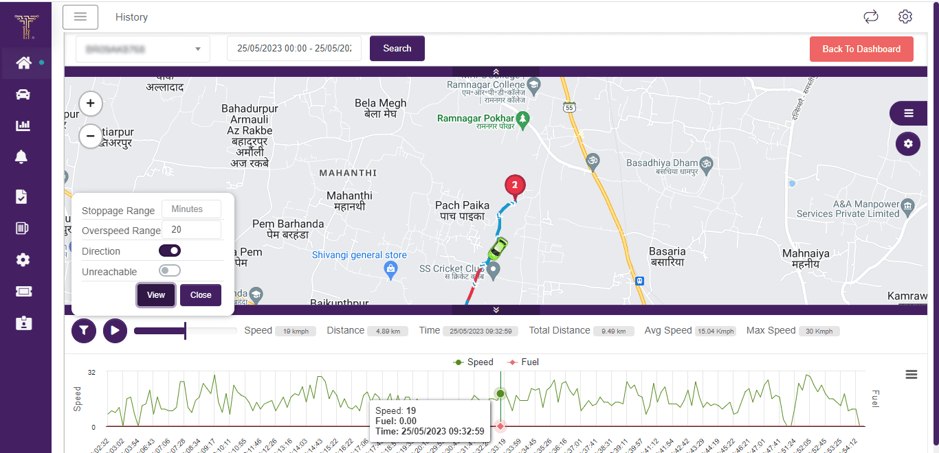Fleet Management Software reports - History Six months